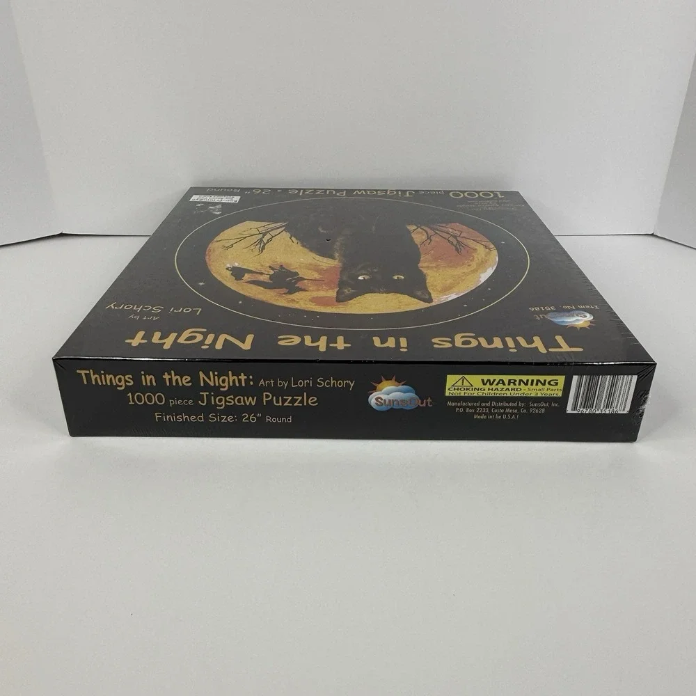 SunsOut Round Jigsaw Puzzle Things In The Night Halloween Witch Black Cat Sealed
